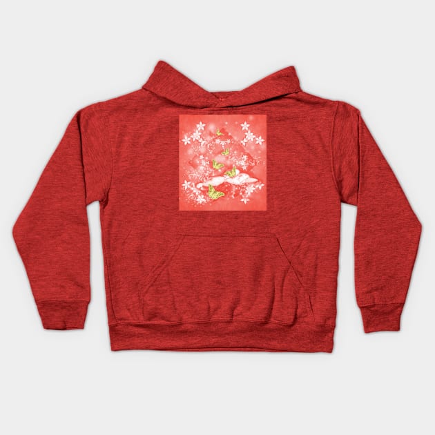 Magical toadstools and gold butterflies Kids Hoodie by hereswendy